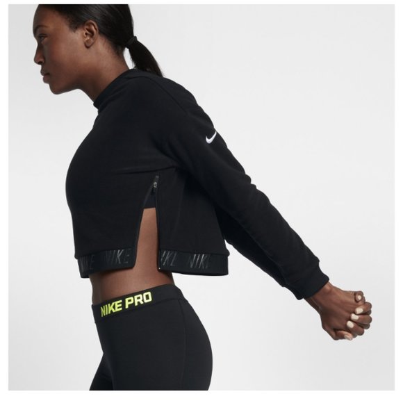 Nike Tops - Nike DriFit Side Zipper Cropped Shirt Size XS